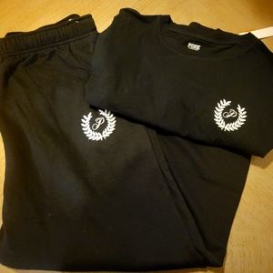 Victoria's Secret Pink Black Two-piece Jogger Set Size L